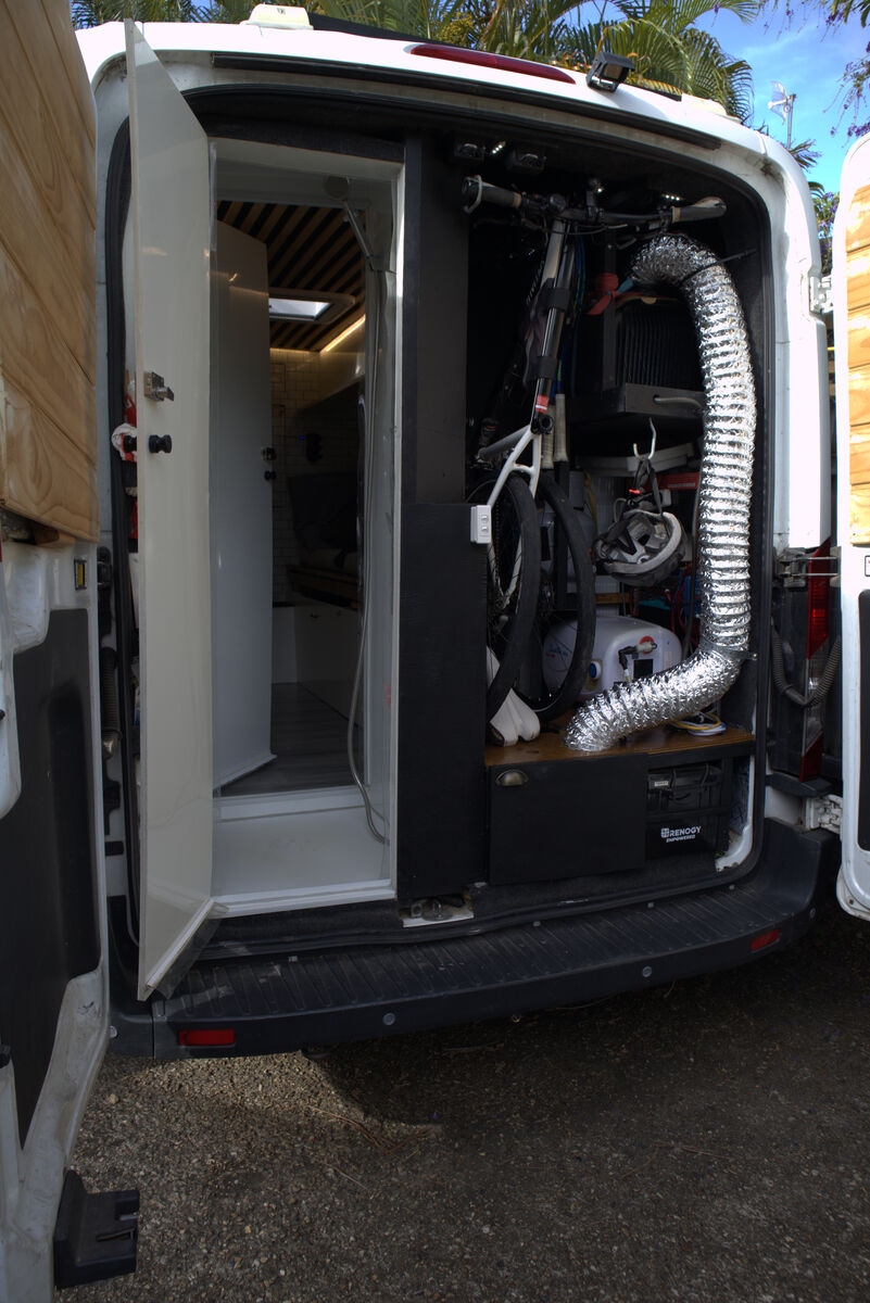 Rear showing garage and shower sections